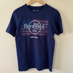 Hard Rock Cafe| New York Men's Slim Fit Navy Cotton Knit Logo T-Shirt Top Sz M